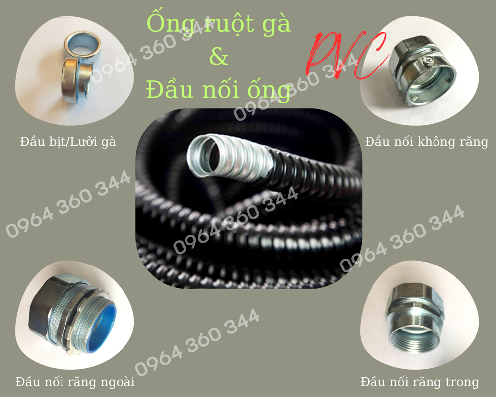 Đầu nối ống ruột gà với các thiết bị box điện, ống thép trơn