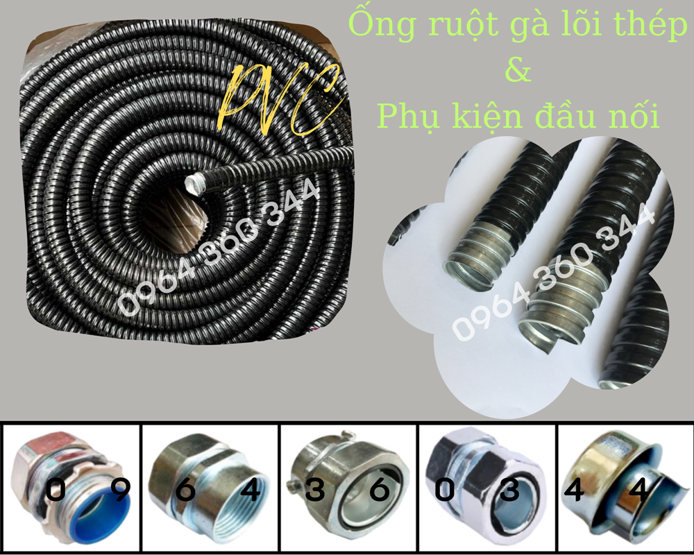 Đầu nối ống ruột gà với các thiết bị box điện, ống thép trơn