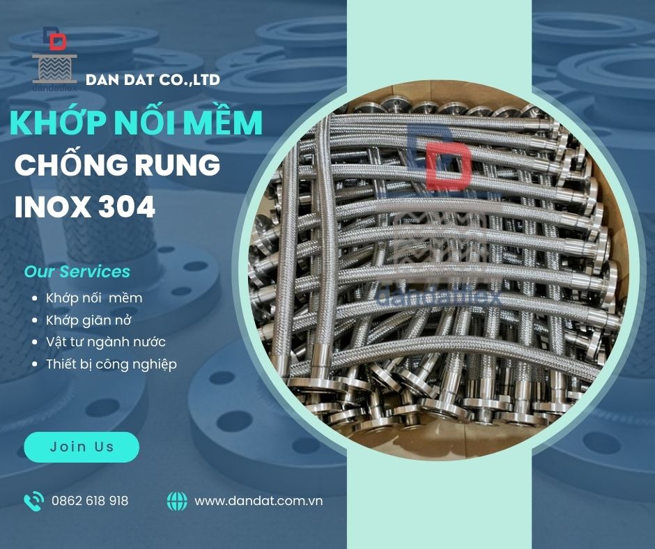 Khớp nối mềm công nghiệp,khớp nối giảm rung inox,khớp nối mềm inox 304