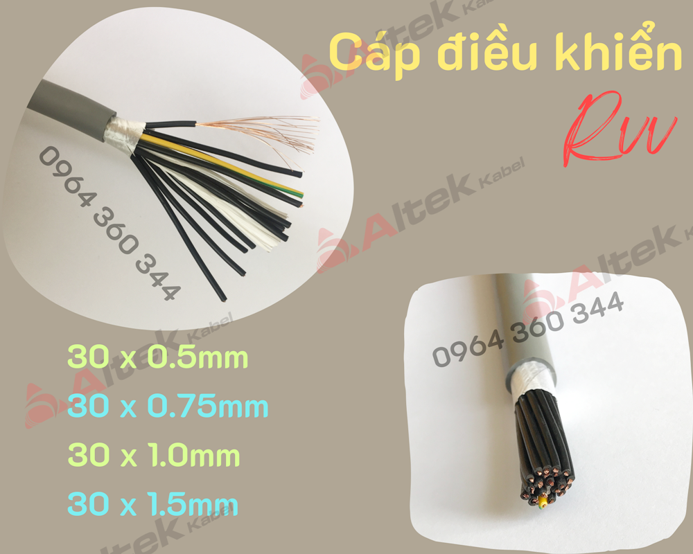 Cáp điều khiển nhiều lõi 30x0.5mm Cu/PVC/CU