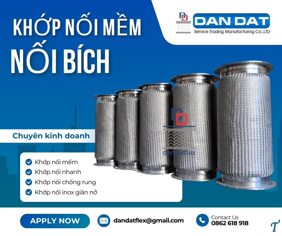 Khớp nối inox chịu nhiệt , khớp nối mềm nối bích, khớp nối chống rung