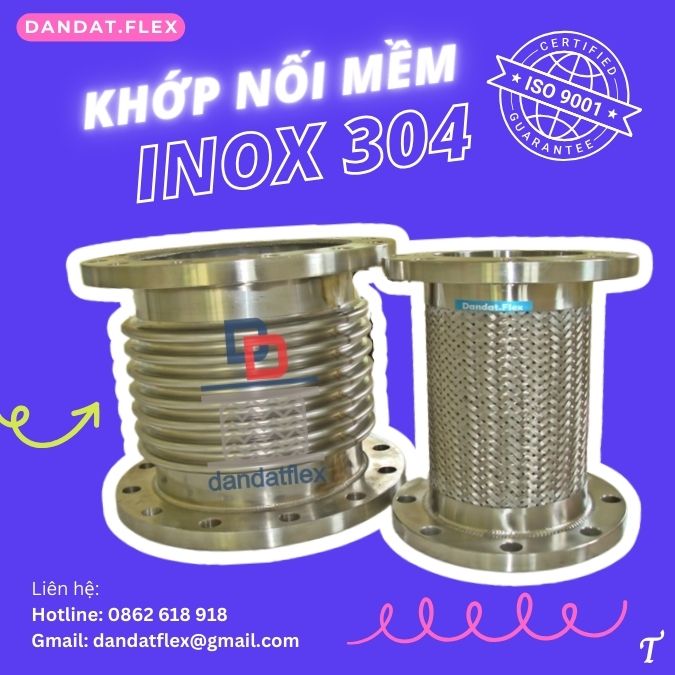 Khớp nối inox chịu nhiệt , khớp nối mềm nối bích, khớp nối chống rung