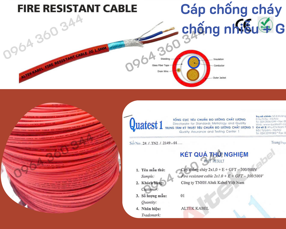 Cáp tín hiệu chống nhiễu chống cháy 2x1.5mm2 giá tốt