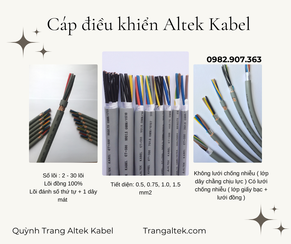 Cáp điều khiển Altek Kabel 12 lõi dây đánh số