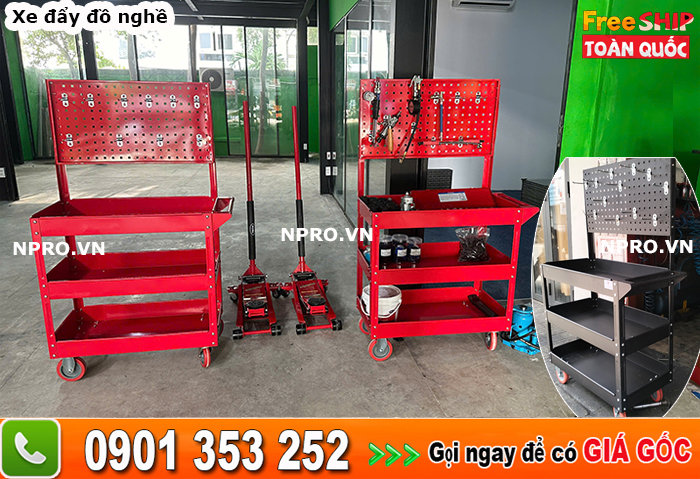 Xe đẩy 3 ngăn tiện dụng đa năng chuyên dụng