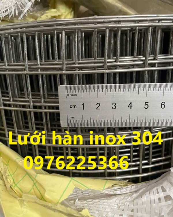 Lưới hàn inox 304 mắt 25x25, Lưới inox 304 ô 25x25