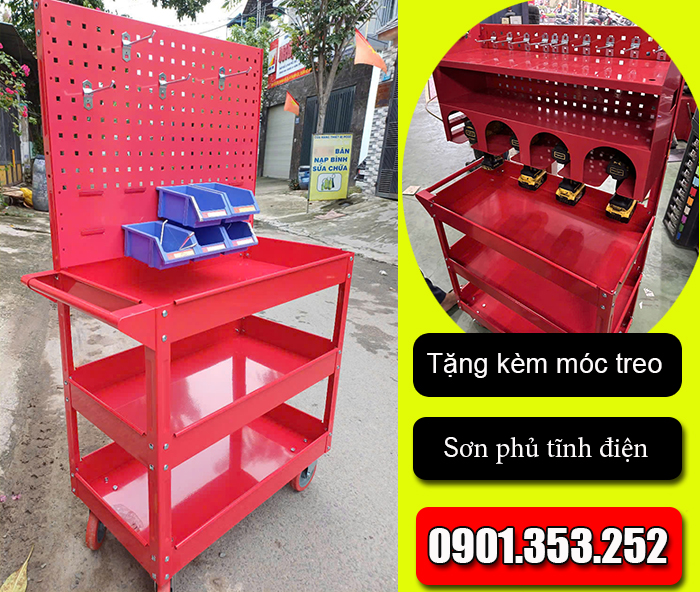 Xe đẩy tủ đồ nghề kèm bảng treo dụng cụ giá tốt