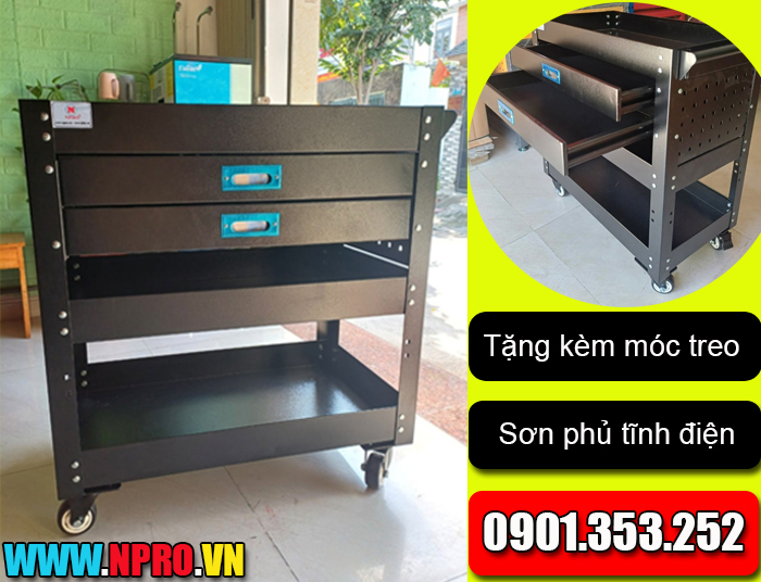 Xe đẩy tủ đồ nghề kèm bảng treo dụng cụ giá tốt