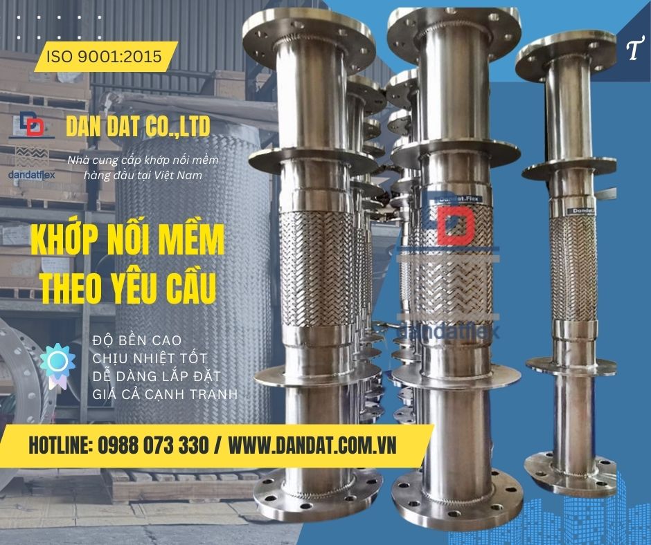 Khớp nối mềm kim loại, khớp nối chống rung chịu nhiệt, khớp nối mềm