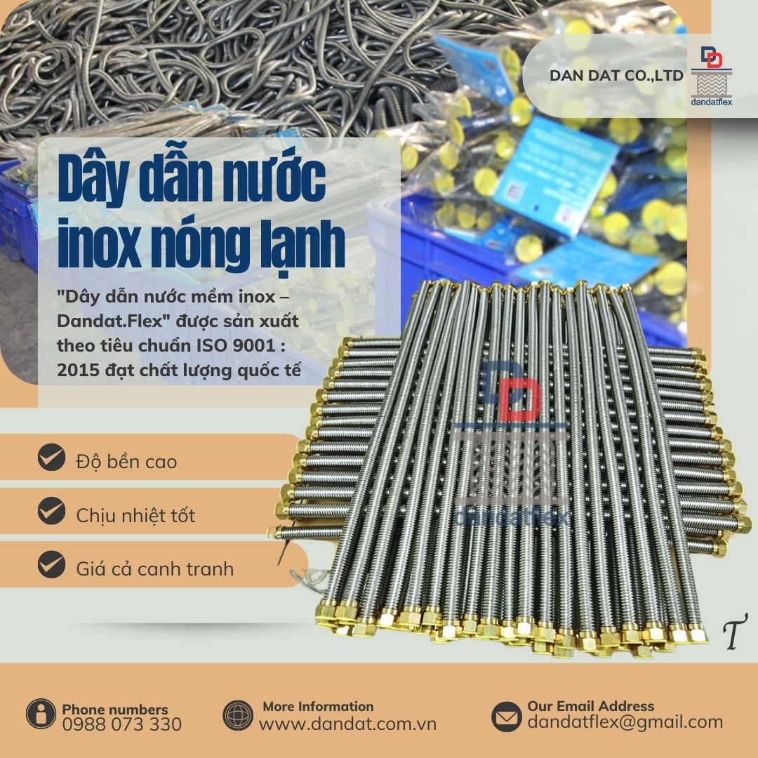 Dây cấp nước mềm inox, dây mềm kết nối bình nước nóng, dây dẫn nước