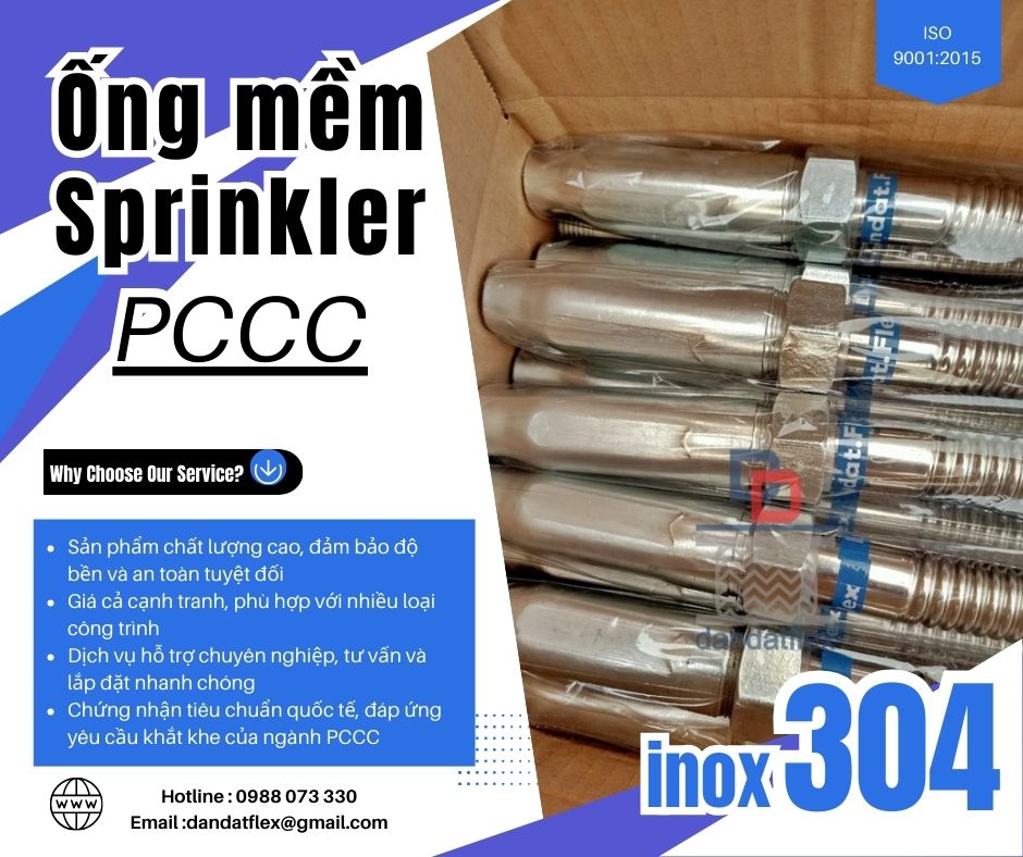 Ống mềm nối đầu phun sprinkler, ống mềm PCCC, dây mềm chữa cháy