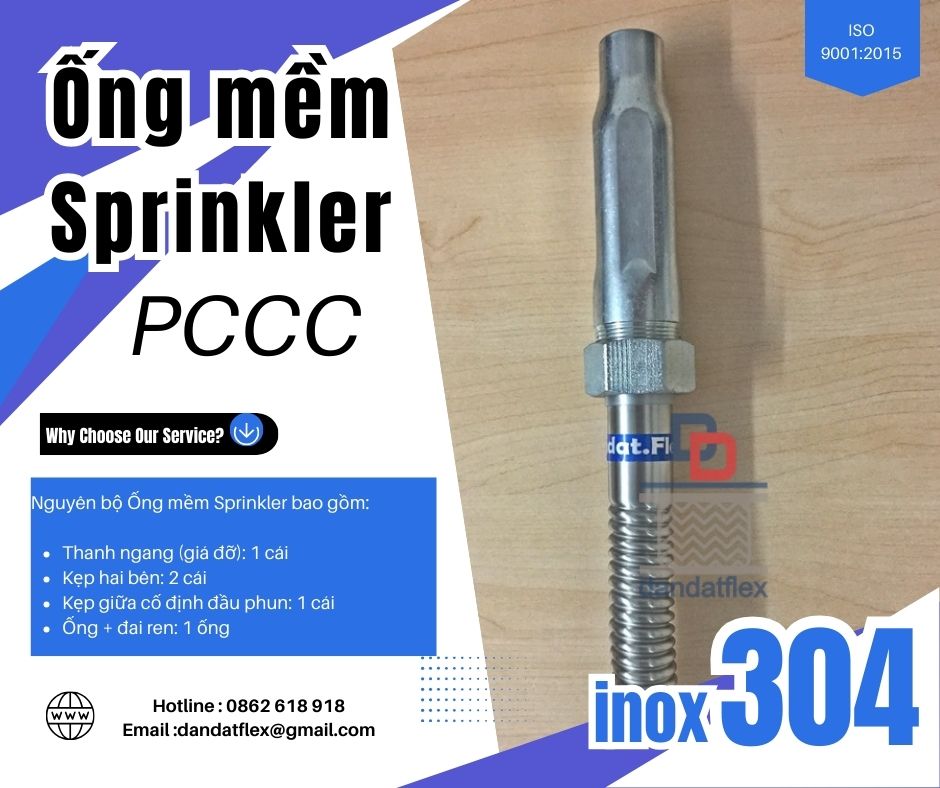 Ống mềm nối đầu phun sprinkler, ống mềm PCCC, dây mềm chữa cháy