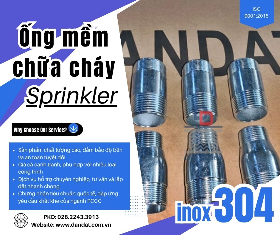 Ống mềm nối đầu phun sprinkler, ống mềm PCCC, dây mềm chữa cháy