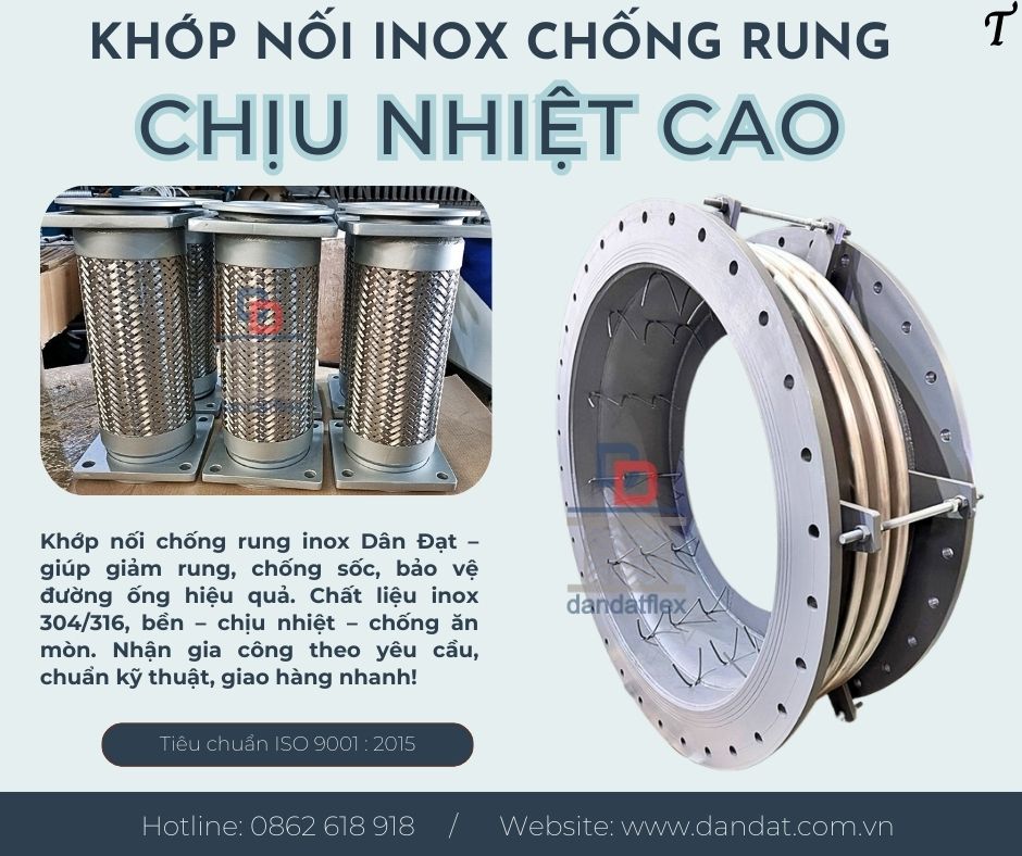 Khớp nối mềm xăng dầu, khớp nối kim loại chống rung, khớp nối mềm inox