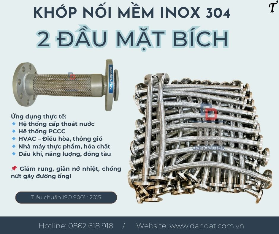 Khớp nối mềm xăng dầu, khớp nối kim loại chống rung, khớp nối mềm inox