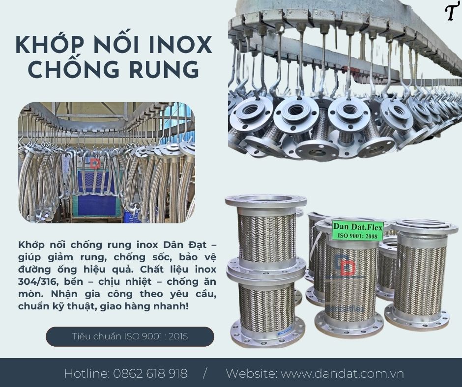 Khớp nối mềm xăng dầu, khớp nối kim loại chống rung, khớp nối mềm inox