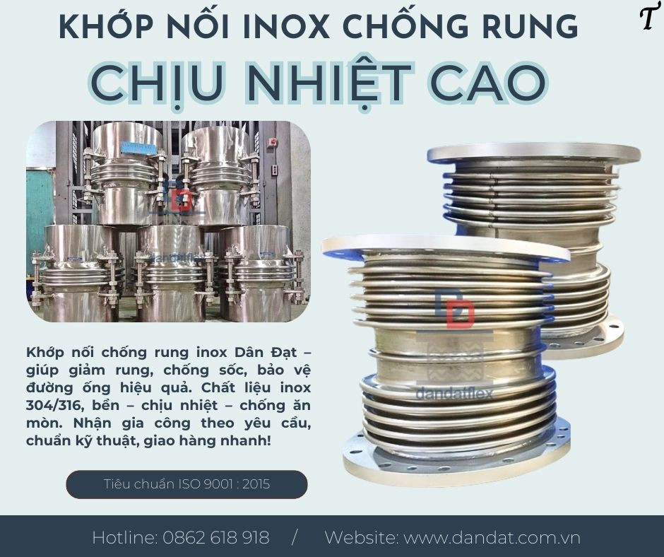 Khớp nối mềm inox chống rung, khớp nối chống rung, khớp co giãn inox