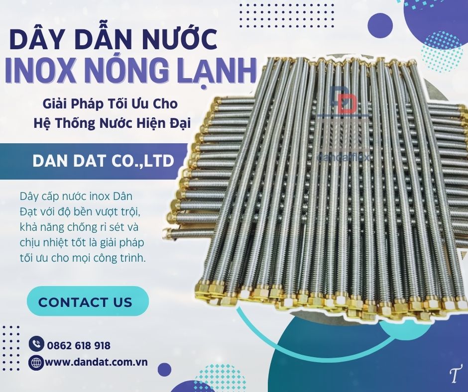 Dây dẫn nước inox nóng lạnh, ống dẫn nước nóng lạnh inox, ống dẫn nước
