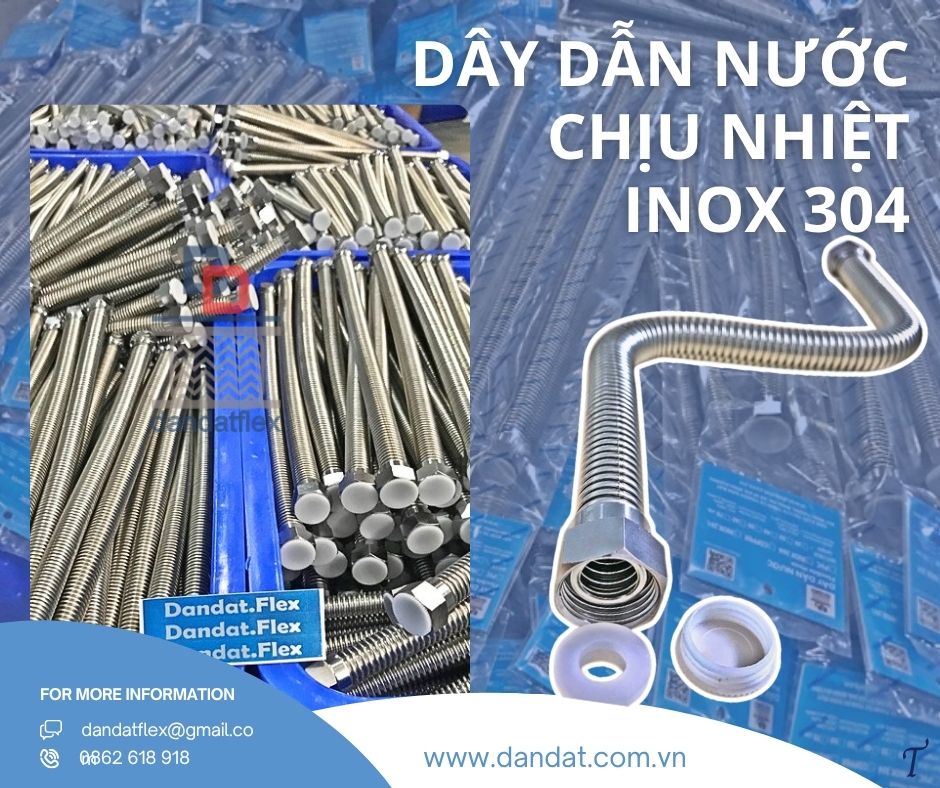 Dây dẫn nước inox nóng lạnh, ống dẫn nước nóng lạnh inox, ống dẫn nước