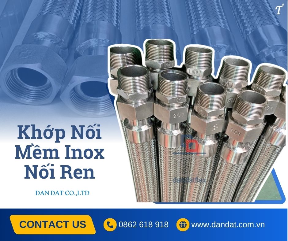 Khớp nối mềm bằng inox,khớp nối mềm lắp bích,khớp nối kim loại nối ren