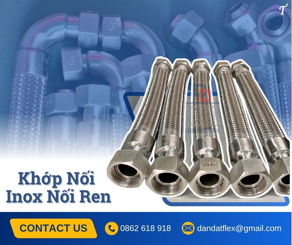 Khớp nối mềm bằng inox,khớp nối mềm lắp bích,khớp nối kim loại nối ren