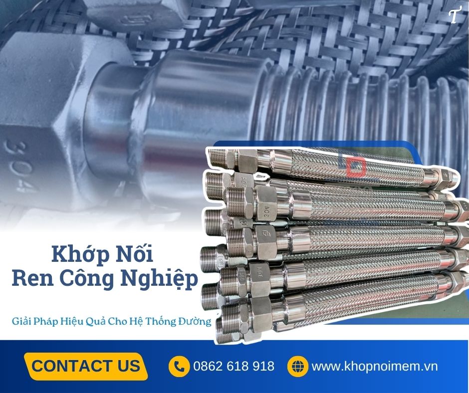 Khớp nối mềm bằng inox,khớp nối mềm lắp bích,khớp nối kim loại nối ren
