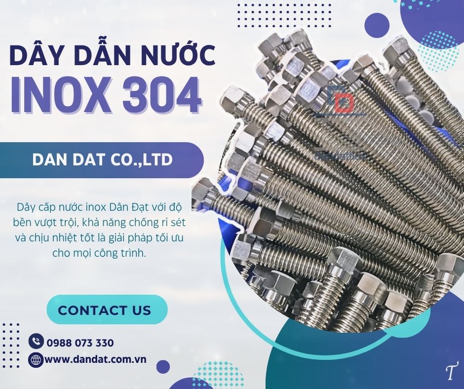 Dây dẫn nước bằng inox, dây mềm kết nối bình nước nóng, dây cấp nước