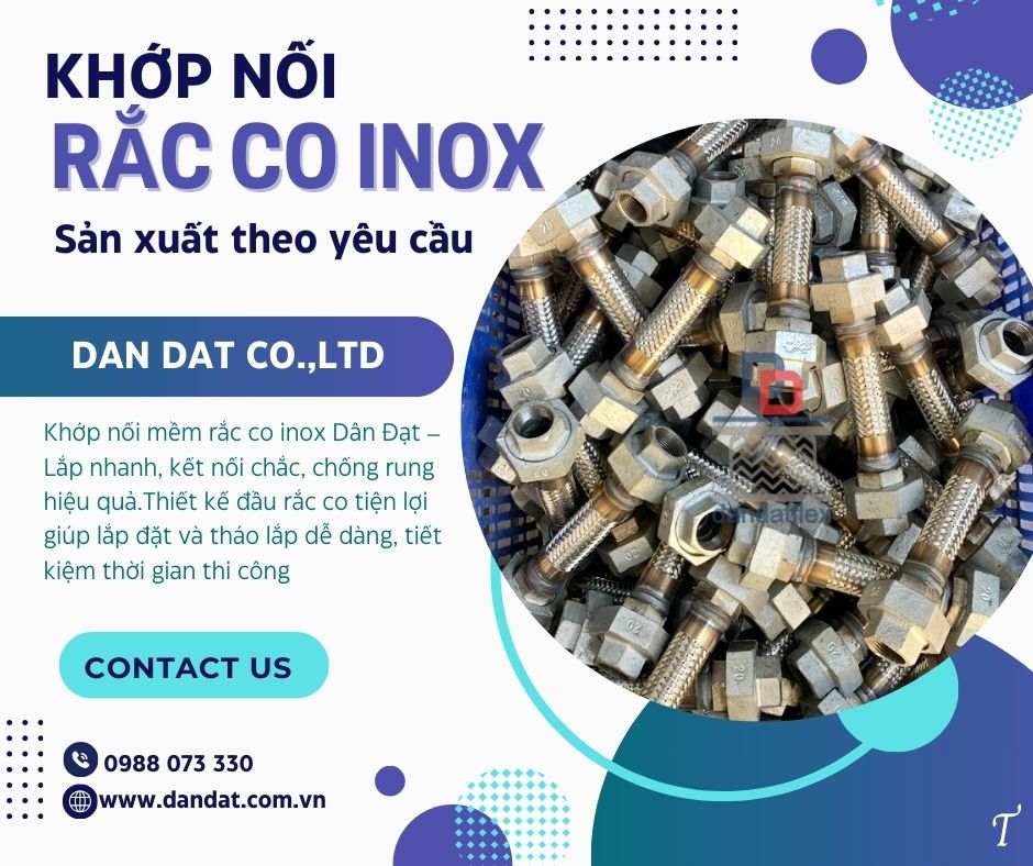 Khớp nối mềm rắc co ren, khớp nối mềm nối ren, ống nối mềm kim loại