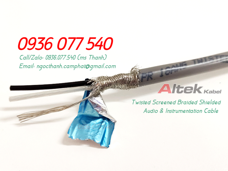 Cáp tín hiệu âm thanh vặn xoắn chống nhiễu 1 PR 18 AWG Altek Kabel