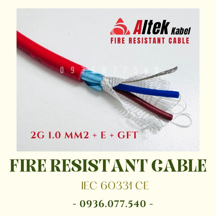 Cáp chống cháy chống nhiễu Altek Kabel 2 x 1.0 mm2, fire resistant
