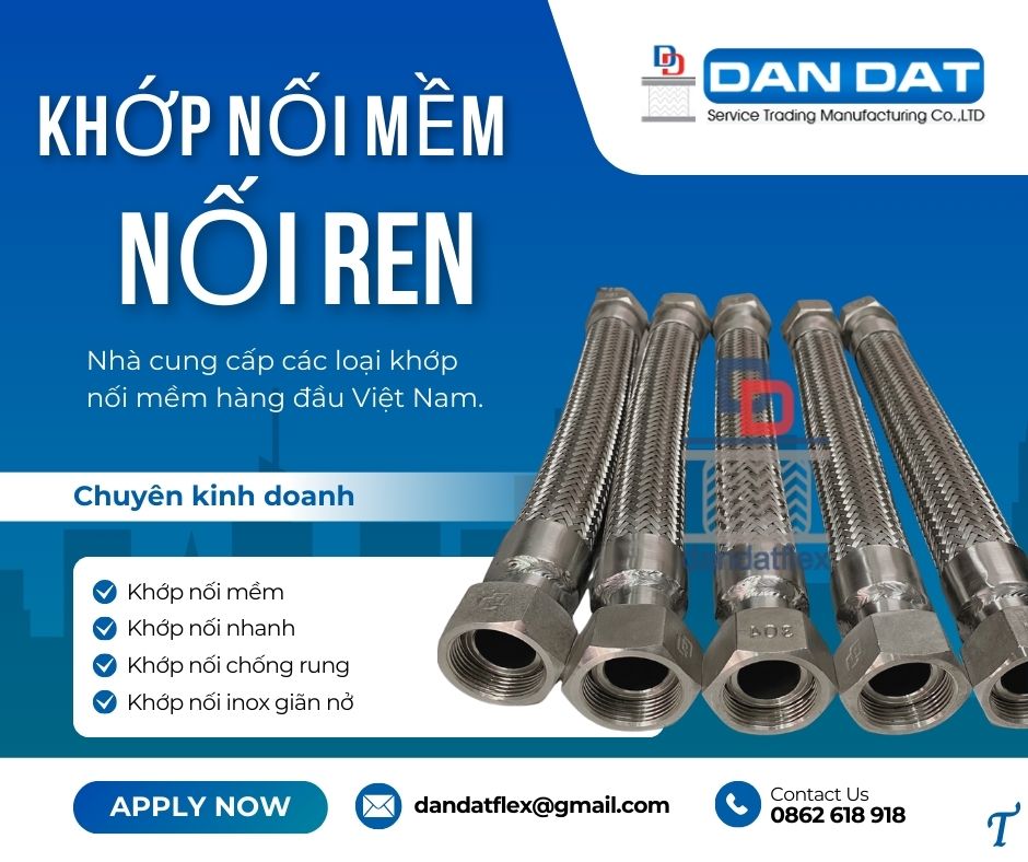 Khớp nối inox nối bích, khớp nối mềm máy bơm, khớp giảm rung inox