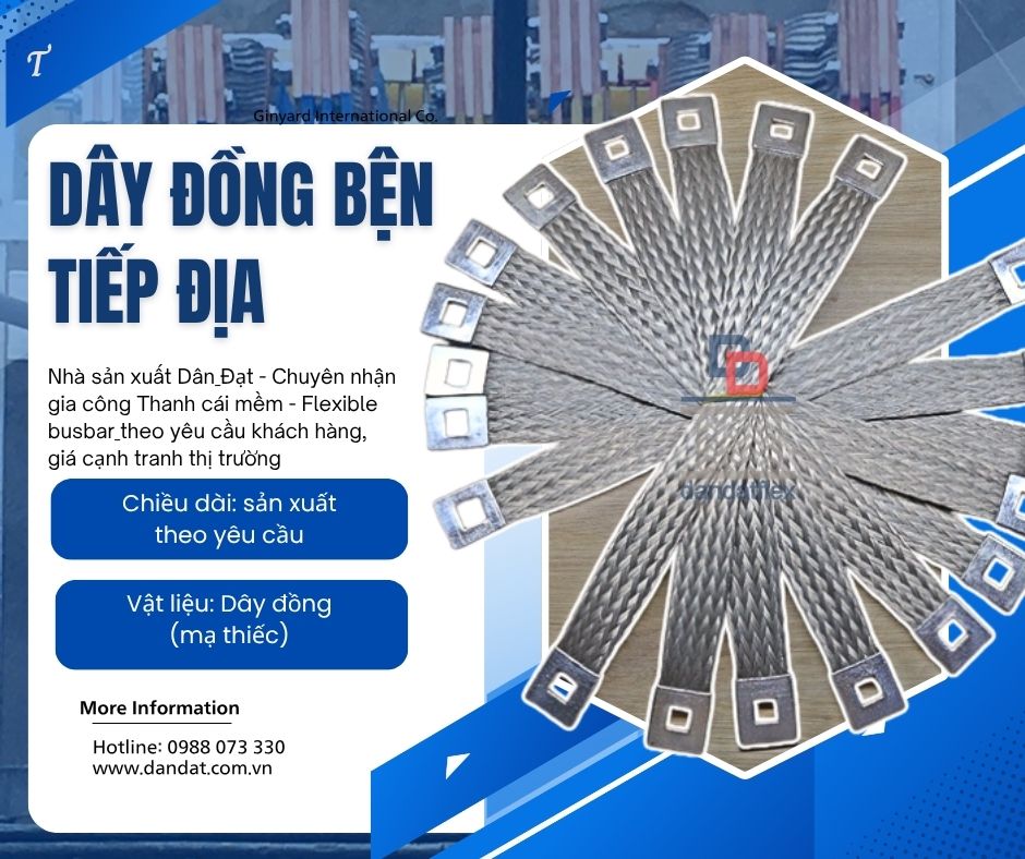 Busbar đồng mềm/Dây đồng bện mạ thiếc/Dây đồng bện tiếp địa có bấm cos