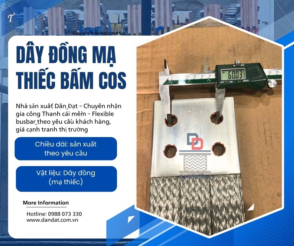 Busbar đồng mềm/Dây đồng bện mạ thiếc/Dây đồng bện tiếp địa có bấm cos