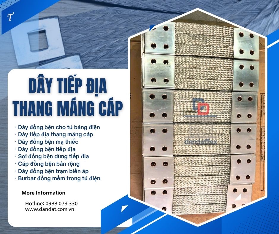 Thanh nối đồng mềm, Dây tiếp địa thang máng cáp, Dây đồng bện mạ thiếc