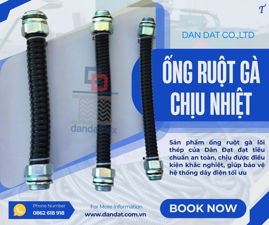 Ống ruột gà/ Ống ruột gà chịu nhiệt/Ống ruột gà lõi thép bọc lưới inox