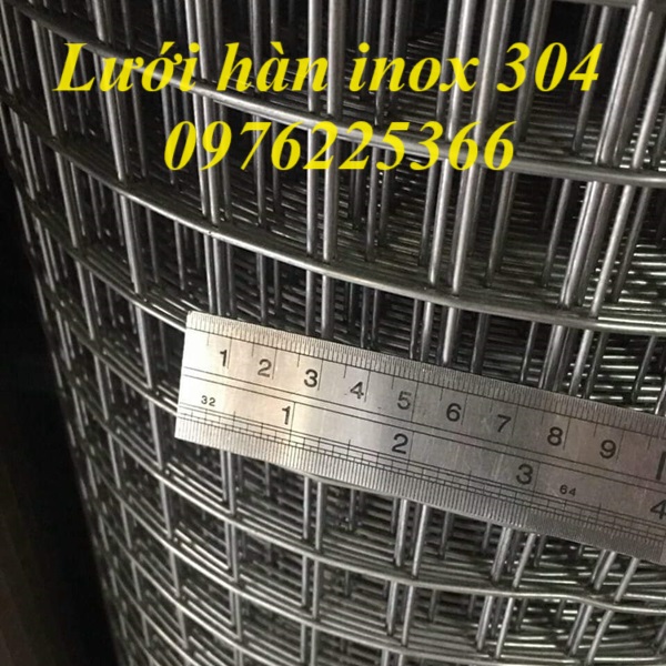 Lưới inox hàn ô vuông 25x25 sợi 2ly khổ 1m
