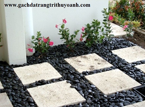 Sỏi đen bóng trang trí ngoại thất - sỏi trang trí Thùy Oanh