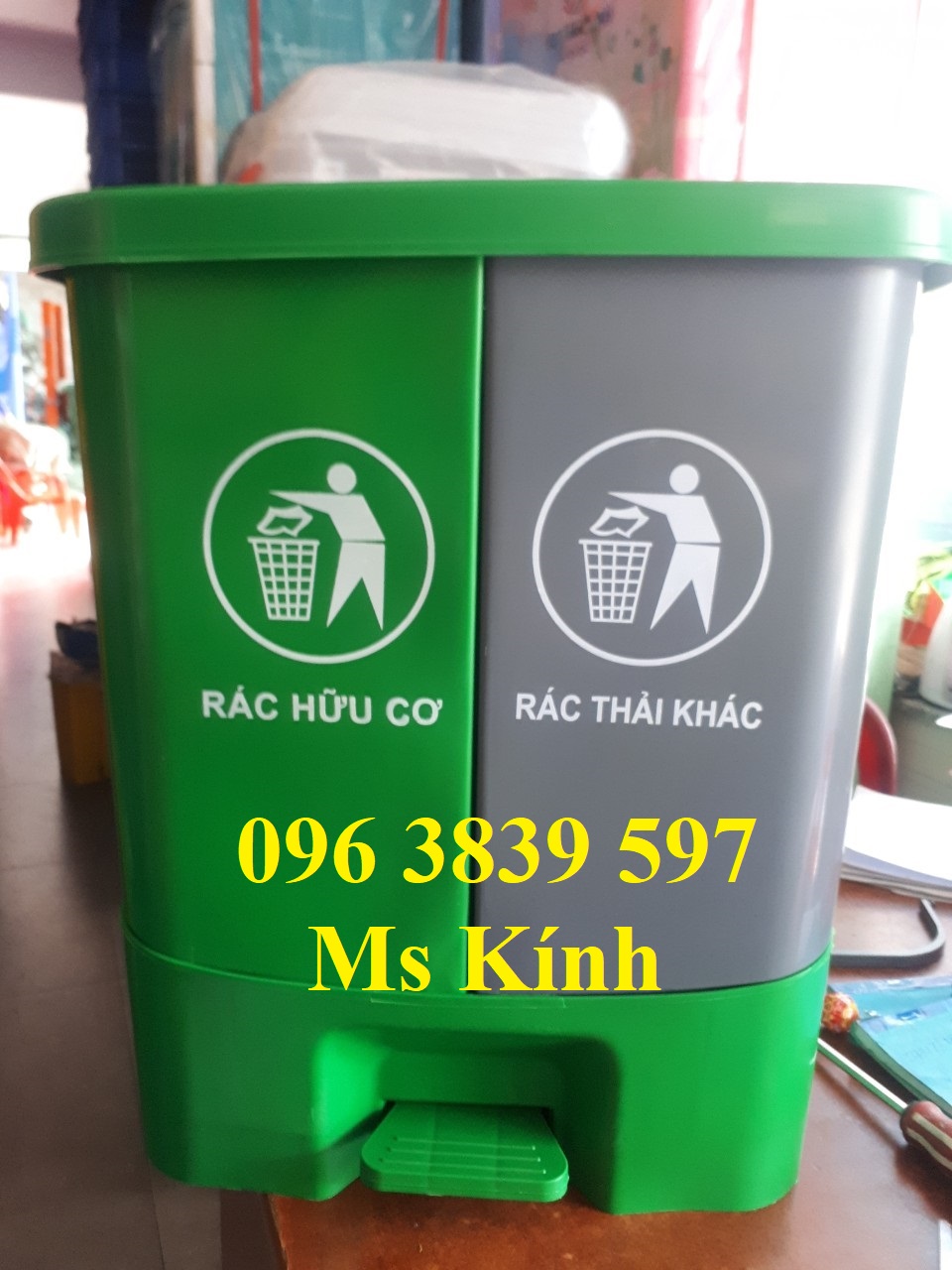 Th&ugraveng r&aacutec nhựa đạp ch&acircn 2 ngăn 40 l&iacutet - 096 3839 597 Ms K&iacutenh