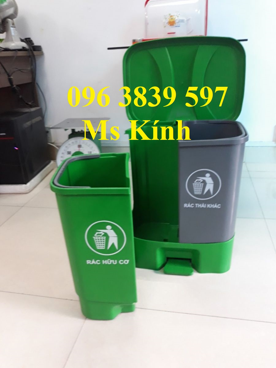 Th&ugraveng r&aacutec nhựa đạp ch&acircn 2 ngăn 40 l&iacutet - 096 3839 597 Ms K&iacutenh