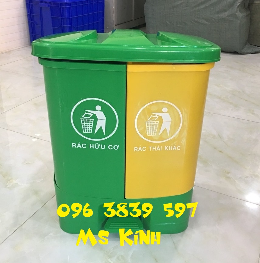 Th&ugraveng r&aacutec nhựa đạp ch&acircn 2 ngăn 40 l&iacutet - 096 3839 597 Ms K&iacutenh