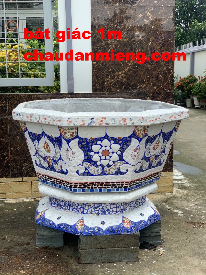 Nghệ nhân dán miễng sành sứ - ốp sành - chuyên chậu hoa - bể cá cảnh 