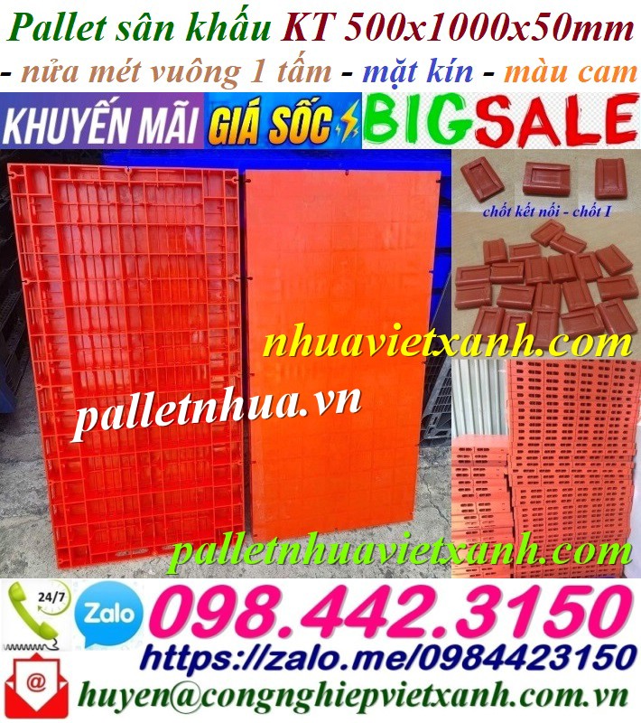 Tấm lót sàn sân khấu mặt kín màu cam 500x1000x50mm