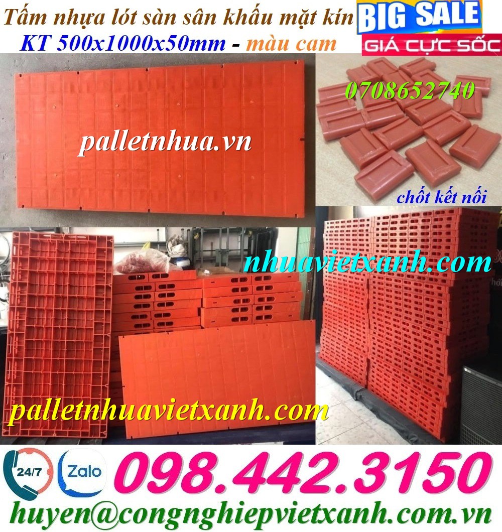 Tấm lót sàn sân khấu mặt kín màu cam 500x1000x50mm