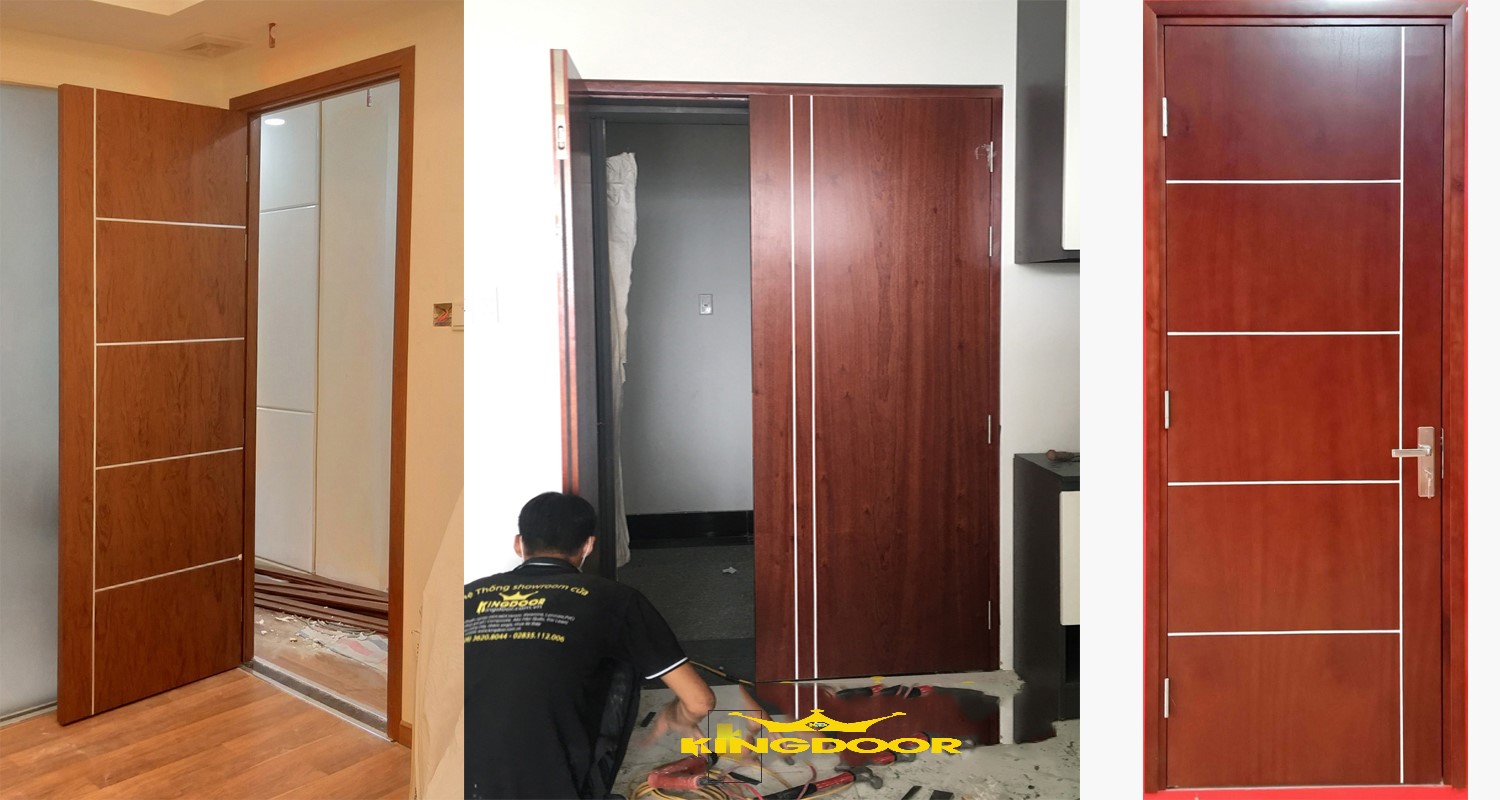 Cửa gỗ trường học MDF Veneer chống ẩm cách âm giá rẻ