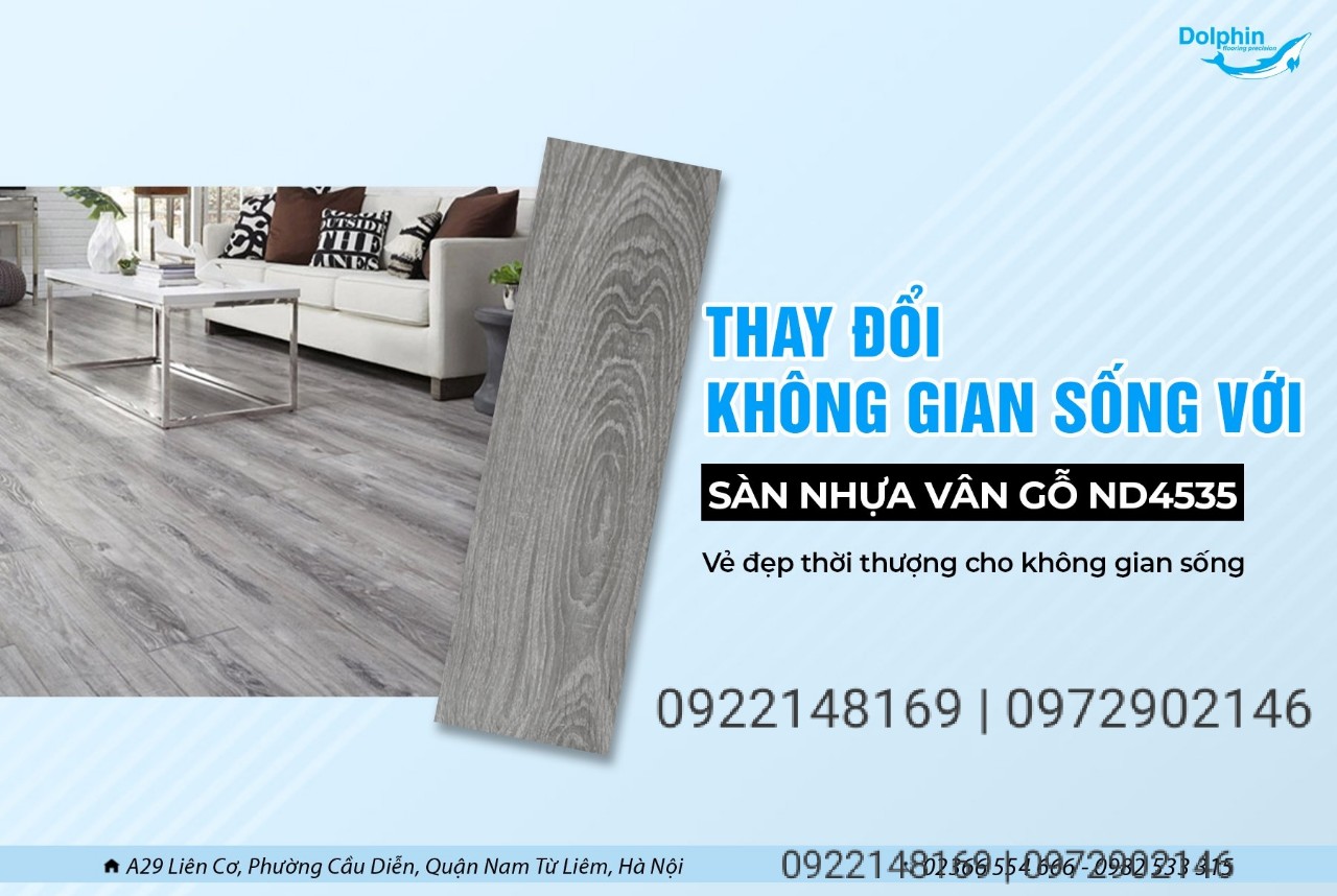 Tấm lát sàn trong nhà bằng nhựa gỗ, hiệu Dolphin, nhập khẩu