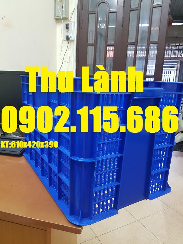 Sóng nhựa hở, thùng nhựa, sọt nhựa KT 610x420x390