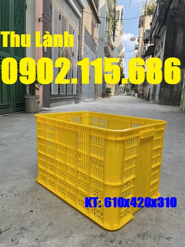 Sóng nhựa hở, thùng nhựa, sọt nhựa KT 610x420x390