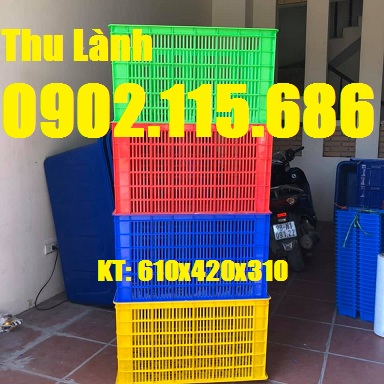 Sóng nhựa hở, thùng nhựa, sọt nhựa KT 610x420x390