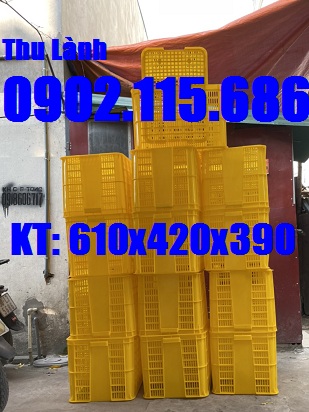 Sóng nhựa hở, thùng nhựa, sọt nhựa KT 610x420x390