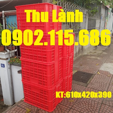 Sóng nhựa hở, thùng nhựa, sọt nhựa KT 610x420x390